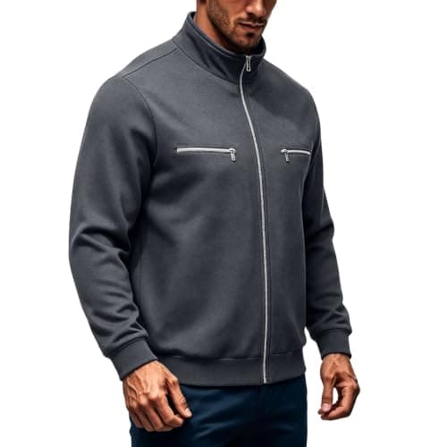 Men's Fleece Lined Jacket Warm Thermal Full Zip Coat Winter Work Outerwear — view 2