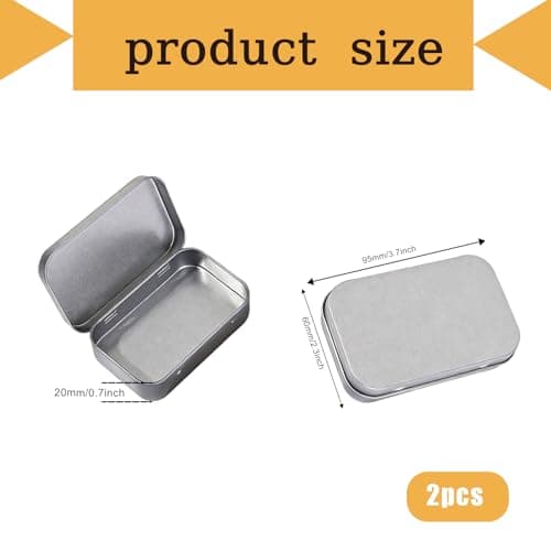 ASREJUR 2 PCS Lightweight and Portable Small Tins with Lids, 95mm* 60mm* 20mm Metal Tin, Small Metal Box for Store-Containers of Little-sized Things of Daily Life, Travel and Festival(Sliver) — view 2