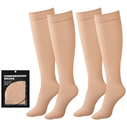 Evolyline 2 Pairs Medical Compression Socks for Women & Men 20-30 mmHg