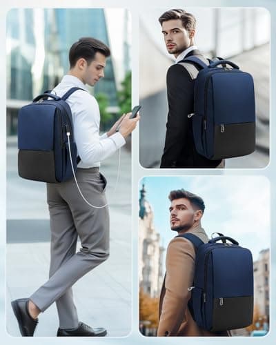 Besttravel Backpack, Business Travel Backpack with Charging Port, Water Resistant Rucksack, Anti-Theft Backpack for Men Women, Fits 15.6-inch School Bag-Blue — view 6
