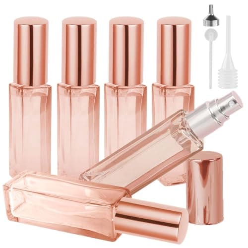 LOPHE Perfume Atomiser Refillable, 6 Pcs Mini Perfume Refill Bottles, Empty Clear Glass Perfume Atomiser Spray Bottles, Portable Atomiser with Fine Mist for Daily Business Trips,10 ml,Orange