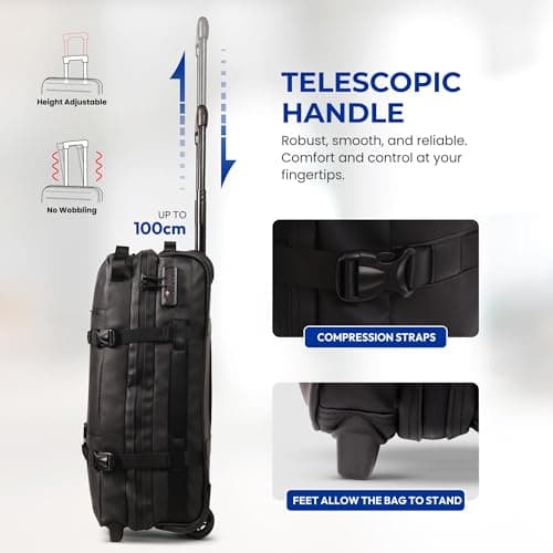 Aerolite Waterproof 55x40x20cm Ryanair Priority Trolley Bag, 44L, Wheels — view 3