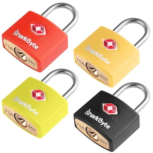 SharkByte TSA Approved Suitcase Locks with Keys [4 Pack Mix Colors, 8 Keys] Key Travel Lock, Suitcase Padlock, Small Keyed Luggage, Laptop Bags, Backpacks, Travel Bags Zippers, Mini Locks — view 6