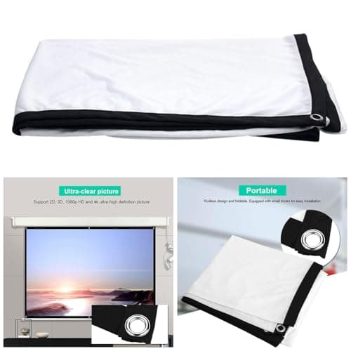 Projector Screen Portable Indoor/Outdoor Movie Theater Screen 16/9 Polyester White Soft Screens For Outdoor Camping Collapsible High Contrast Hanging Hole Grommets (72inch) — view 4