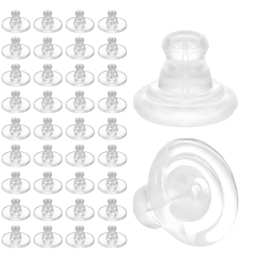 WUBAYI 100 Pack Clear Silicone Rubber Earring Safety Backs, Disc-Shaped Secure Comfortable Clutch Pads