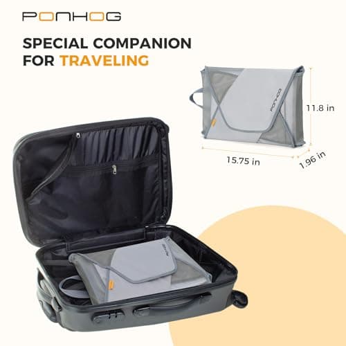 Ponhog Garment Folder - Original Garment Packing Folder Premium Travel Garment Bag Foldable Clothes Shirt Bags Luggage Accessory with Wrinkle-Free Folding Board and Compression Wings Grey, Grey, 1 — view 5