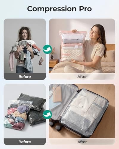 BAGSMART Travel Vacuum Bags for Suitcase & Home, 12 Pack with Wireless Pump — view 5
