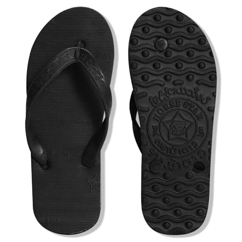 BBXWANG Unisex Flip Flops Women Men Black Flip Flops with Rubber Non-Slip Sole for Shower Beach Swimming Pools (Black, Adult, Men, 2, Numeric Range, UK Footwear Size System, 3, Medium)