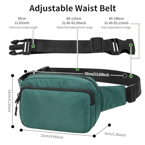 IHIGOGOFA Bumbags Waist Fanny Pack Fashion Bum Bag with 30cm Extended Belt for Dog Walking Climbing Hiking Travel Cycling Girls Ladies Men Women (Green) — view 3