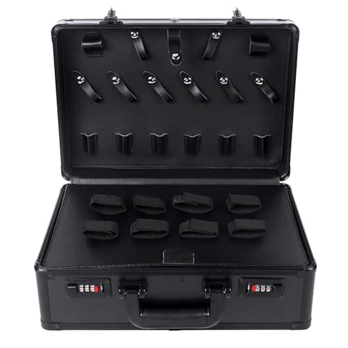 Portable Barber Carrying Case Stylist Travel Suitase Clippers Scissors Tool Box Large Suitcase Trimmers Storage For Clipper Mobile Hairdressing Kit Bag Hairdresser Equipment Carry Case (Black)