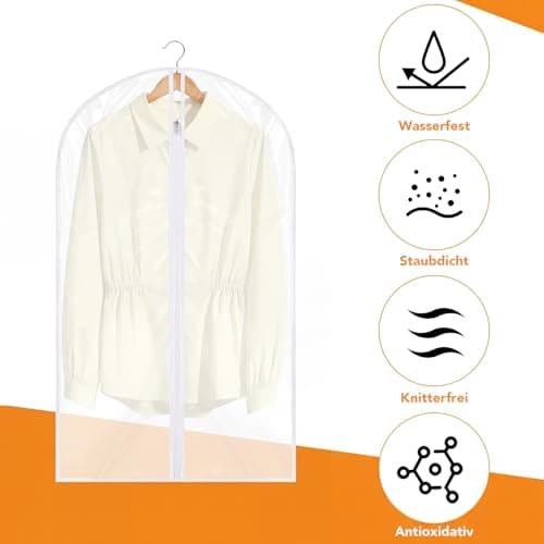 12 Pack Garment Bags, 40in PEVA Suit Bags Clothes Covers, White Edge — view 4