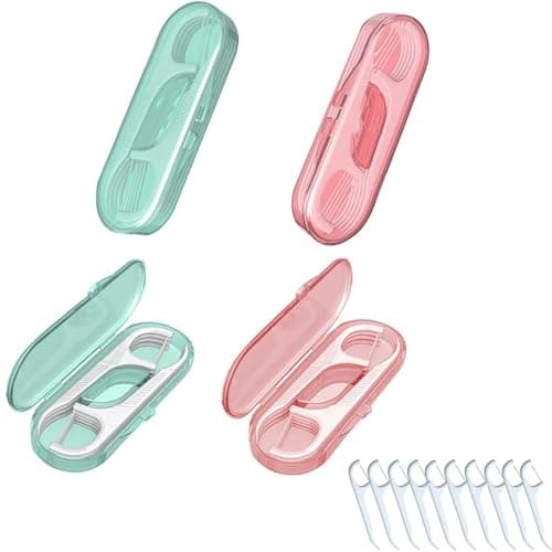 4 PCS Travel Dental Floss, Case Portable Case Refillable Dental Floss Picks Organizer 40 Picks Toothpicks Sticks Teeth Cleaning for Family Hotel Travel
