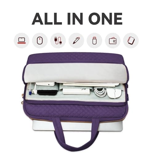 Lausiax Laptop Case Bag Women Men Computer Sleeve Compatible with MacBook/Dell/HP/Acer/ASUS, Waterproof Shoulder Carrying Briefcase, Purple, 14-14.5 Inch — view 3
