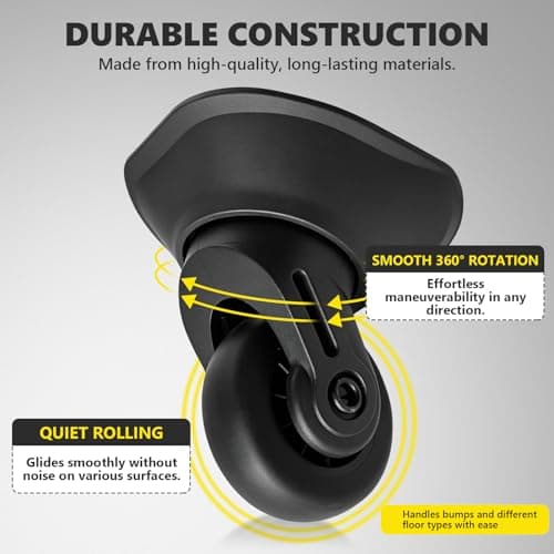 Tobeso-Nuoze Replacement Luggage Wheels Repair Suitcase Bag Parts Spinner Wheels Casters 2 pcs, Black, 2 Pcs — view 4