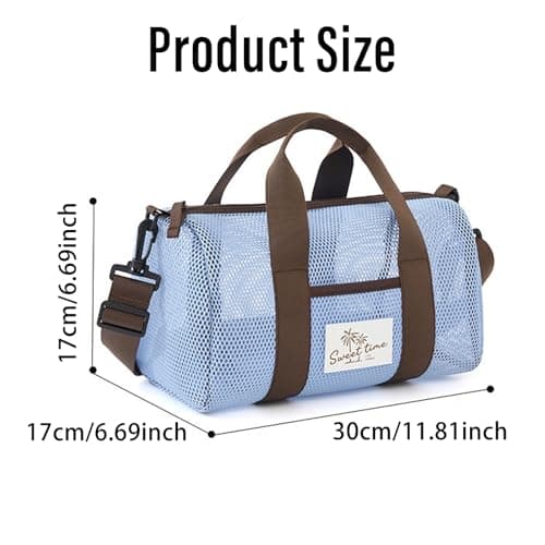 WANIXIA Mesh Shower Caddy Bag,Tote Mesh Beach Bag,Quick Dry Portable Tote Bags,Large-capacity Shoulder Storage Bage,Mesh Crossbody Bags,for the Beach,Shower,Swimming,Travel and Camping — view 5