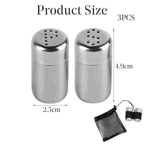 Mini Stainless Steel Salt and Pepper Shakers Set of 2, Leakproof Travel Spice Pots with Transparent Lid, Lightweight Condiment Containers for Camping, BBQ, Picnic, Hiking & Home Kitchen — view 2