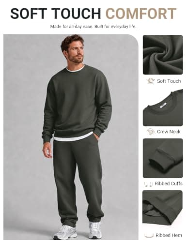 COOFANDY Men's Crewneck Sweatshirts Fleece Pullover Thermal Casual Shirt — view 4