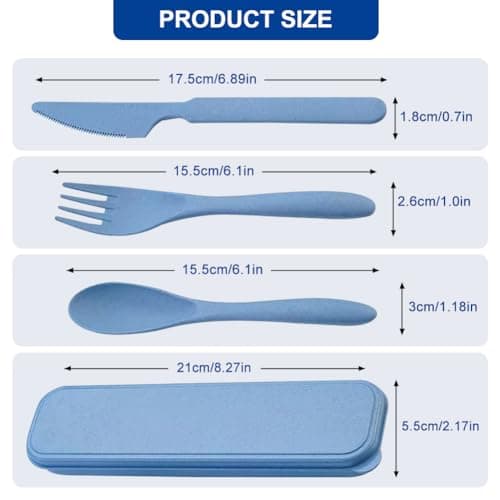 2 Sets Portable Reusable Cutlery Set with Case, Travel Fork Knife Spoon Set, Compact Tableware for Camping, Office, Picnic & Outdoor Dining — view 2