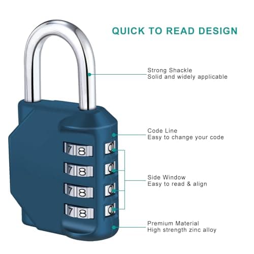 ZHEGE Combination Padlock for Locker, Code Padlock Outdoor (Peacock Blue) — view 3