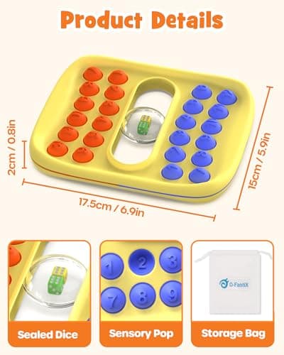 D-FantiX Number Pop Dice Math Games, Car Airplane Travel Essentials Kids — view 3