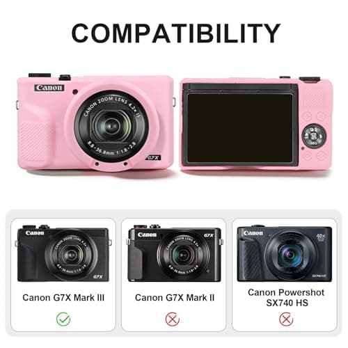 BOVKE Hard Case + Silicone Cover for Canon Powershot G7 X Mark III, Pink — view 3