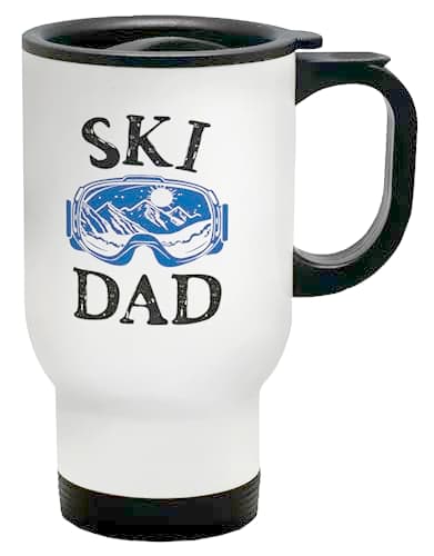 Shopagift Ski Dad Travel Mug Skiing Goggles Snow Mountains Stainless Steel 14oz Cup