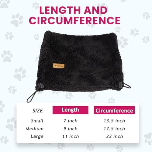 SSaYo Dog Ear Muffs Noise Protection - Soft Calming Hood for Anxiety Relief, Fireworks, Thunder, Grooming & Vet Visits - Elastic Band & Comfortable Neck Warmer for Travel (Black, Large) — view 6