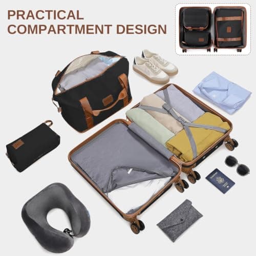 Kono 4 Piece Luggage Set ABS+PC Hard Shell Carry-On Cabin Suitcase,Black — view 6
