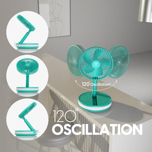 VENTY Portable Fan - Wireless Battery Operated Fan - 4 Speeds - LED Lighting - Carry Case & Remote Control - Cruise Travel - Outdoor Travel RV Power Bank With USB-C Port (Mint with Case) — view 6