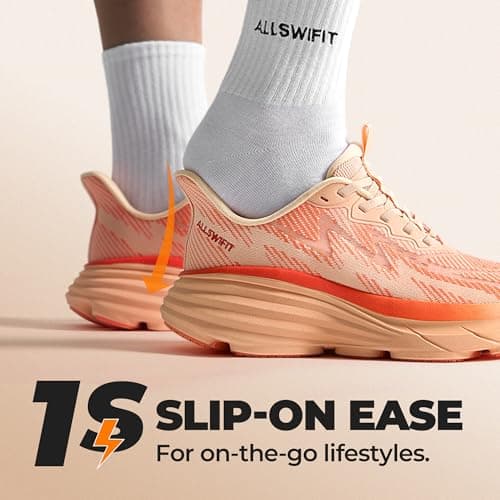 ALLSWIFIT Women's Slip On Walking Shoes Running Sneakers,Orange,6 — view 5