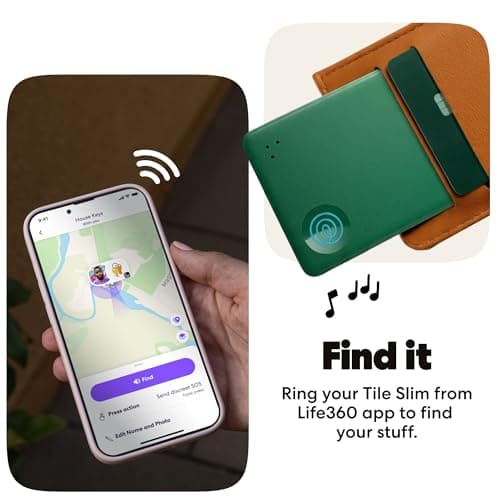 Life360 Tile Slim - Wallet Finder, Bluetooth Tracker and Item Locator for Luggage Tags, Passports and More. Both iOS and Android Compatible. Phone Finder. 1-Pack (Green Surf) — view 4