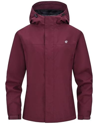 Huayuzh Womens Waterproof Jacket Rain Coats Lightweight Wine Red S