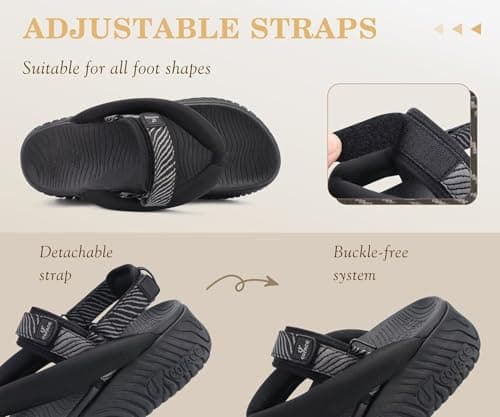 COFACE Womens Orthopedic Arch Support Walking Sandals Cushion Black Size 7 — view 4
