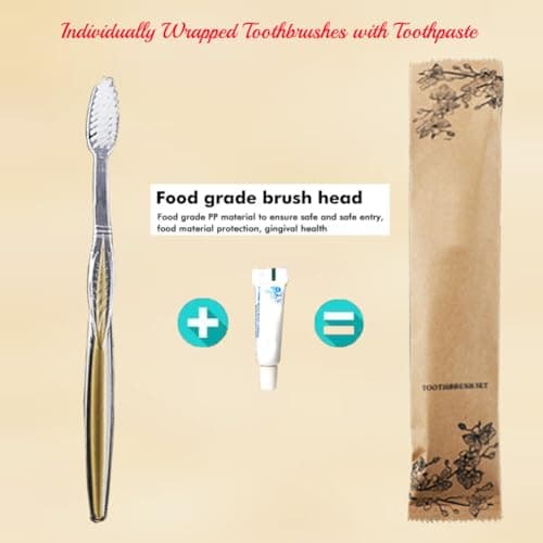 20Pack Luxury Individually Wrapped Eco-Friendly Hotel Disposable Toothbrushes Set with Toothpaste; Hygienic Guest Toothbrush Toiletries Pack; Travel Toothbrushes Kit for Home Hotel Travel, Daily Use — view 2