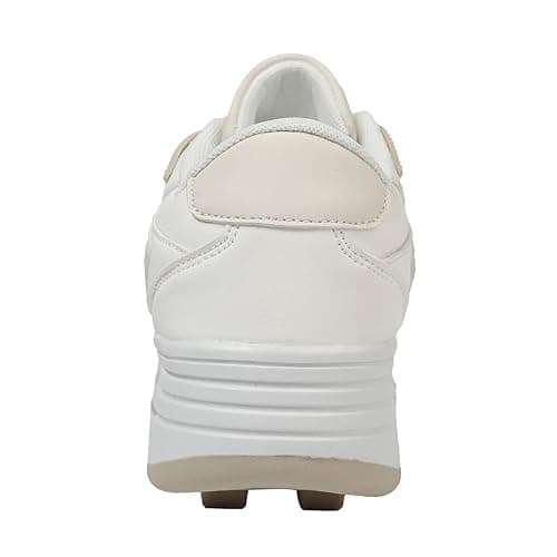 Mateju Kids Roller Skate Shoes for Boys Girls, Skateboarding Skates Outdoor Parkour Shoes Retractable 4 Wheels Unisex Teenager Children Sports Walking Running Sneakers Shoes Beige — view 4