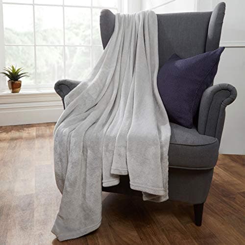 Brentfords Fleece Throw Blanket for Sofa, Super Soft Warm Silver Grey Blanket for Bed Settee Throws Flannel Fleece Blankets Fluffy Single Bed Throw, 120 x 150cm — view 2