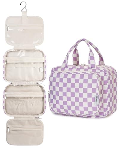 Narwey Checkered Hanging Travel Toiletry Bag for Women Toiletries Wash Bag