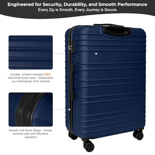 Luggage Depot Checked Suitcase with TSA Lock, Medium Luggage Navy Blue — view 4