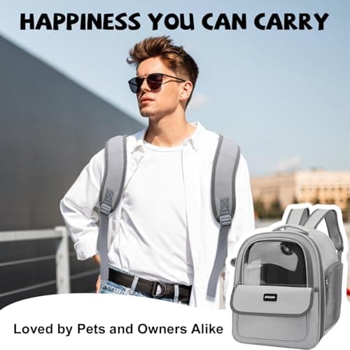 Cat Carrier Backpack, Breathable Backpack Pet Carriers for Cats Travel Carrier Backpacks Carry Bag for Hiking Walking, Cat Backpack, Transport Rucksack for Small Medium Cat Puppy Dog Kitten Carrier — view 4