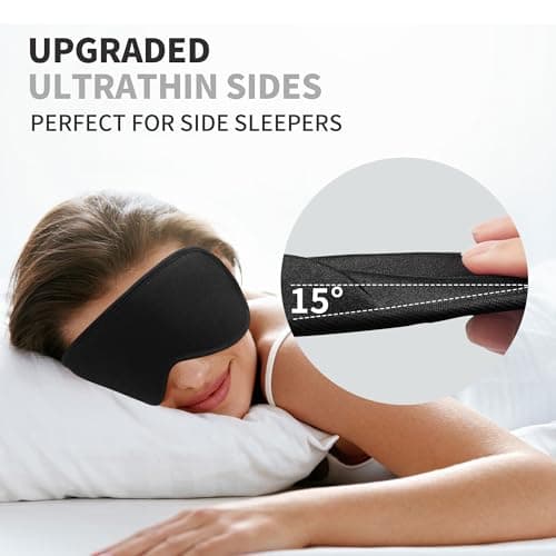 3D Sleep Mask for Men Women 2 Pack, Blackout Eye Mask for Sleeping Eye Mask for Side Sleeper, Memory Foam Adjustable&Washable, Airplane Travel Essentials Couples Yoga Meditation Office Black & Black — view 3