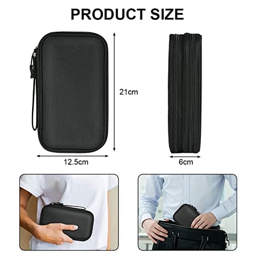 AMFUN Hard Drive Case, Universal Cable Bag with Inner Compartments Mesh Pockets, Portable Organiser Bag for Electronics Accessories, Black Travel Bag Carrying Hard Case (L) — view 2