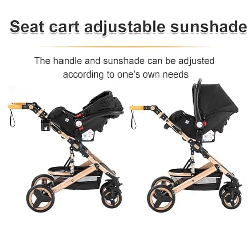 GLOKID 3 in 1 Prams Travel System, 0-4 Years, Foldable, Compact and Reclining Baby Pushchair, Aluminum Frame, Accessories, Nursery Bag (530 Black) — view 4