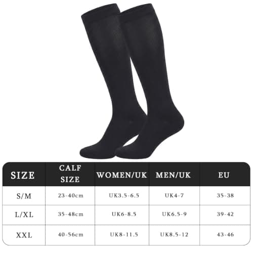 HDFHDF 2 Pairs Compression Socks Flight Socks for Women Man Elastic Socks — view 4