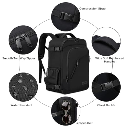 Cabin Bag 45x36x20 for Easyjet Underseat 30L Travel Hand Luggage Backpack Carry-ons Bag Hand Luggage Bag Travel Rucksack Cabin Size Cabin Luggage Bags Fit 15.6Inch Laptop with USB Charging Port-Black — view 5