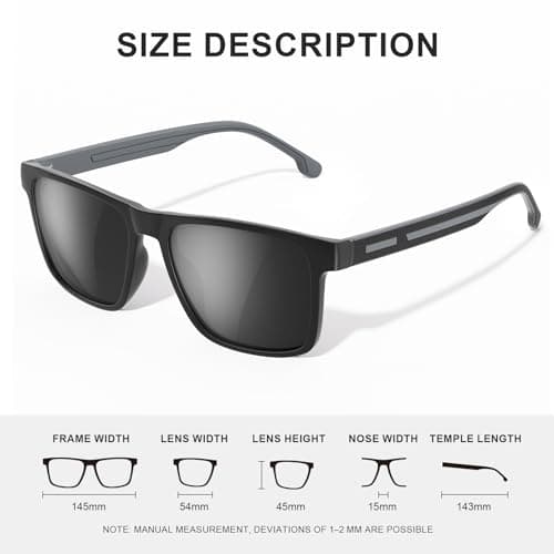 Neusaro Men's Polarised Sunglasses, Rectangular UV Driving Shades red — view 5