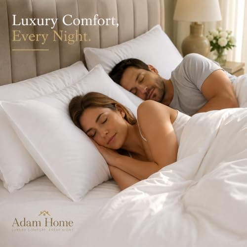 Adam Home Pillows 4 Pack Hotel Quality Side Sleeper Bounce Back Bed Pillow Quick rebound, Dust Proof Resistant Premium Filled Down Pillows Pack of 4 — view 2