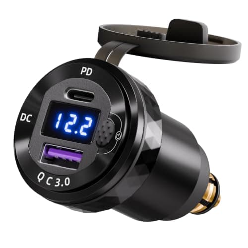 Joinfworld DIN Hella Plug to USB C & USB A Dual USB Charger,Quick Charge