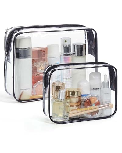 BAGSMART 2pcs Clear Toiletry Bag TSA Travel Essential for Makeup Liquids