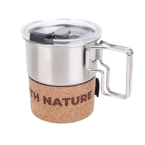 Yinhing TW 502 300ml Stainless Steel Camping Coffee Cup with Foldable Handle Cork Insulation Cover Portable Travel Mug for Outdoor Hiking Camping and Picnics (TW-502) — view 4