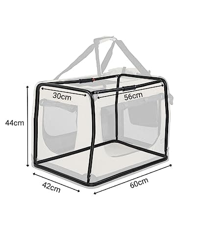 lionto Foldable Dog Crate for Travel and Car, 60 x 42 x 44 cm, Beige — view 5
